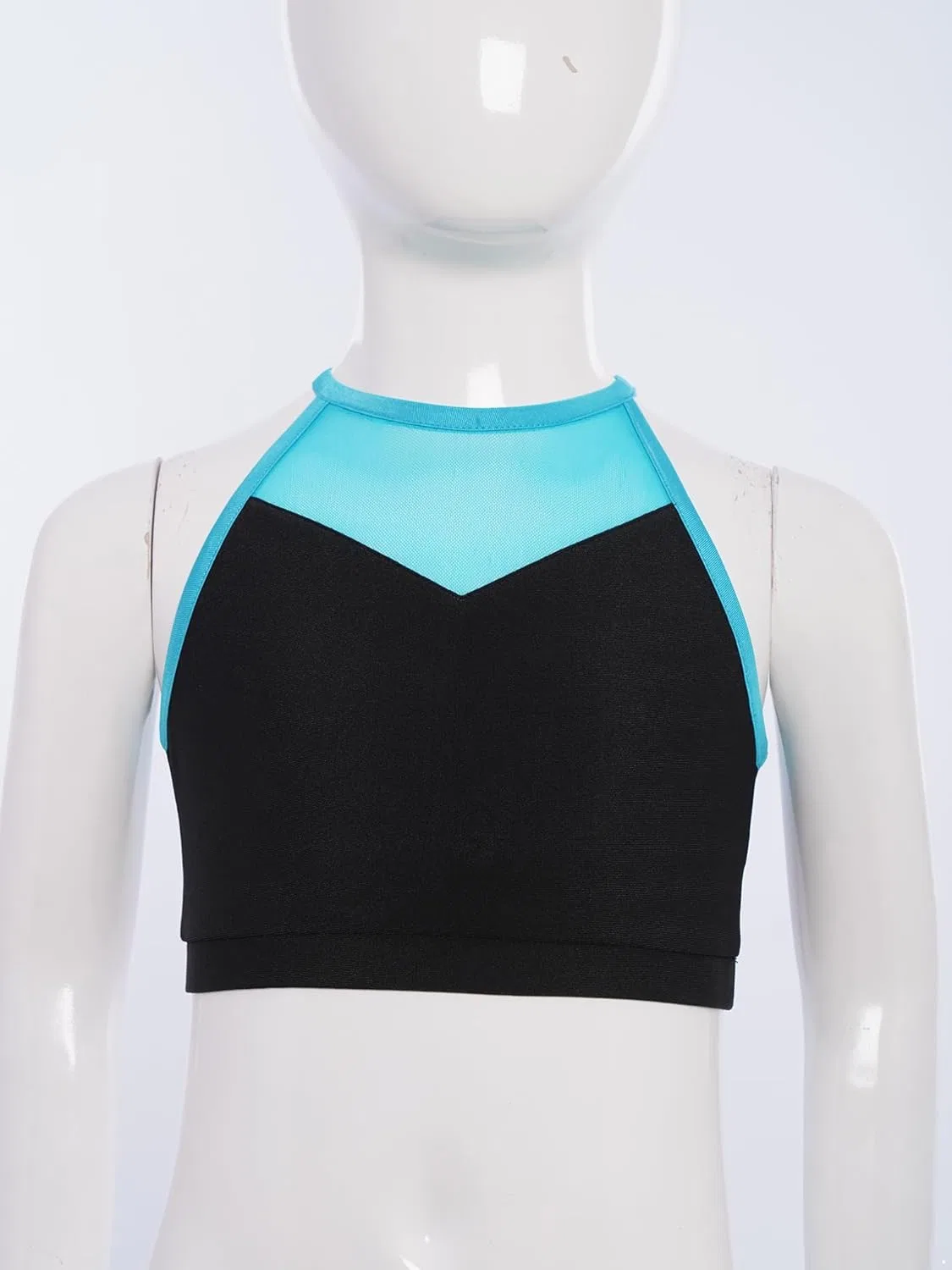 Детский топ Freebily с цветовыми блоками и сетчатой вставкой, Light Blue — фото 4