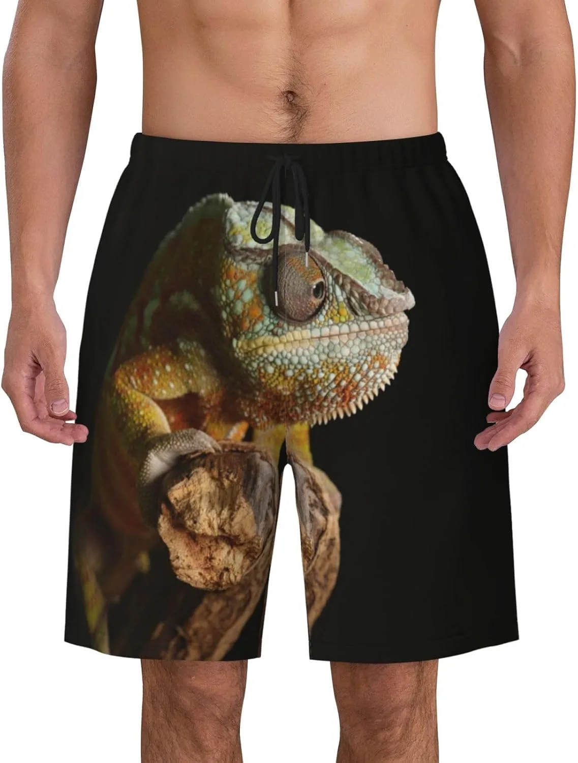 Мужские пляжные шорты Lizard, мужские плавки, шорты для плавания с карманами, купальники Generic, черный