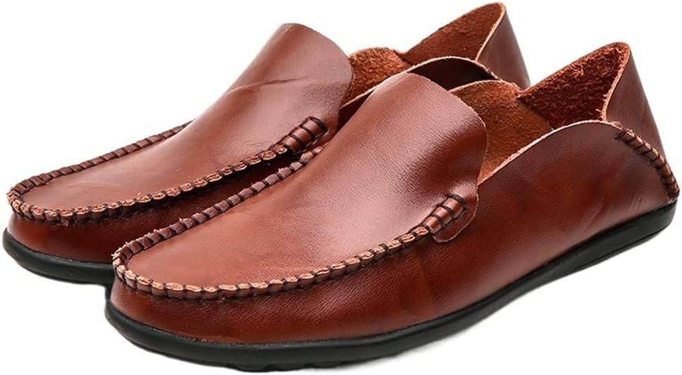 

Мокасины EVSER для мужчин, курительные, простые, легкие кожаные, противоскользящие, гибкие, с плоским каблуком, повседневные, без шнурков (Цвет: красный, Размер: 8)