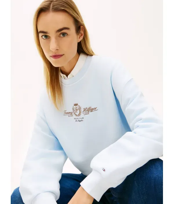 Толстовка TERRY loose fit Tommy Hilfiger, небесно-голубой — фото 4