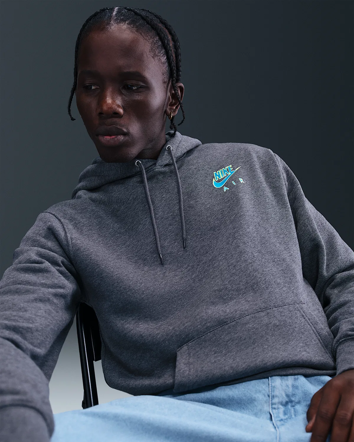 Пуловер Флис Худи Nike Sportswear Club, Charcoal Heather — фото 3