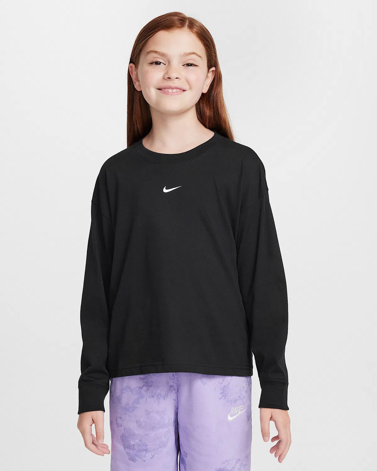 Длинный рукав футболка Nike Sportswear Essential для детей (девочек), Black