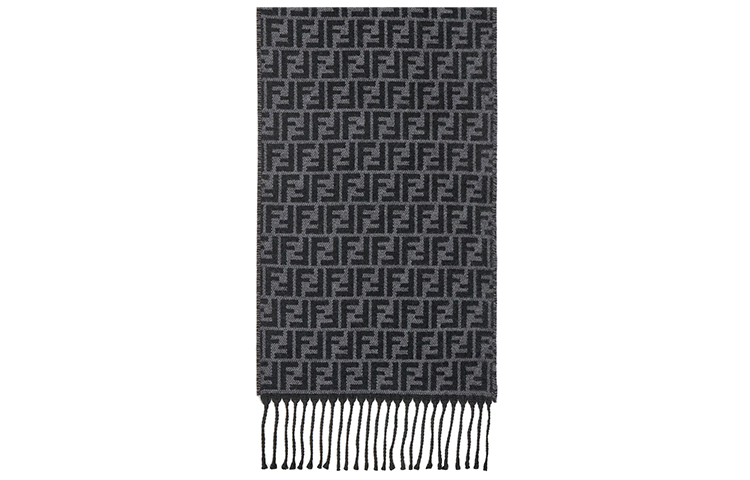 FENDI Вязаный шарф мужской черно-серый, Black/Gray — фото 3