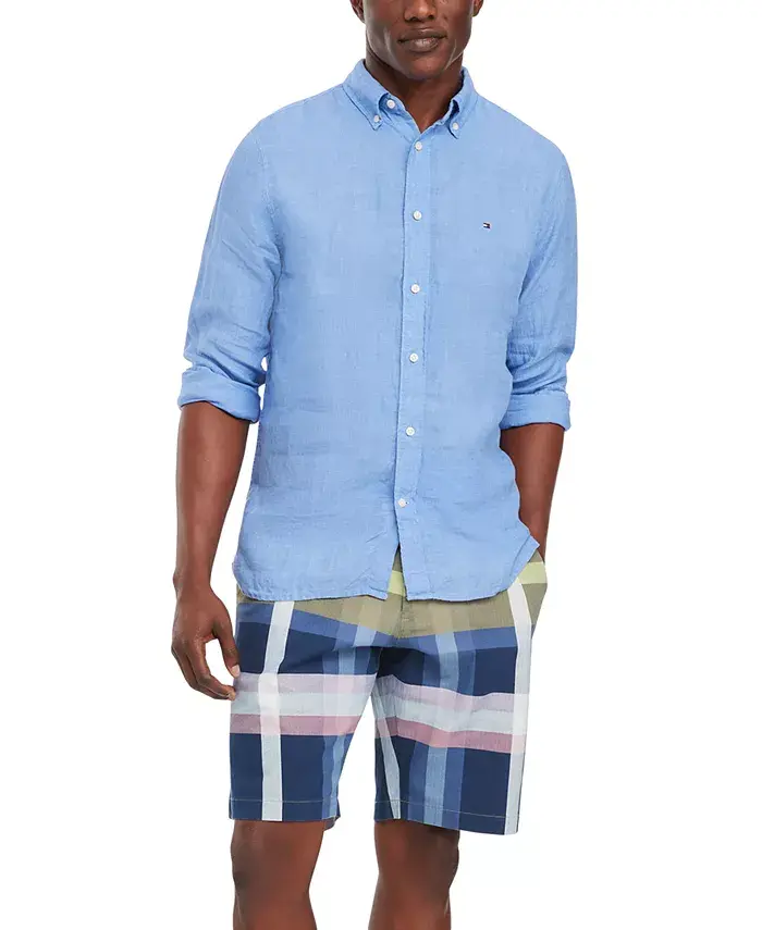 

Мужская пигментная рубашка с длинными рукавами на пуговицах Tommy Hilfiger, синий