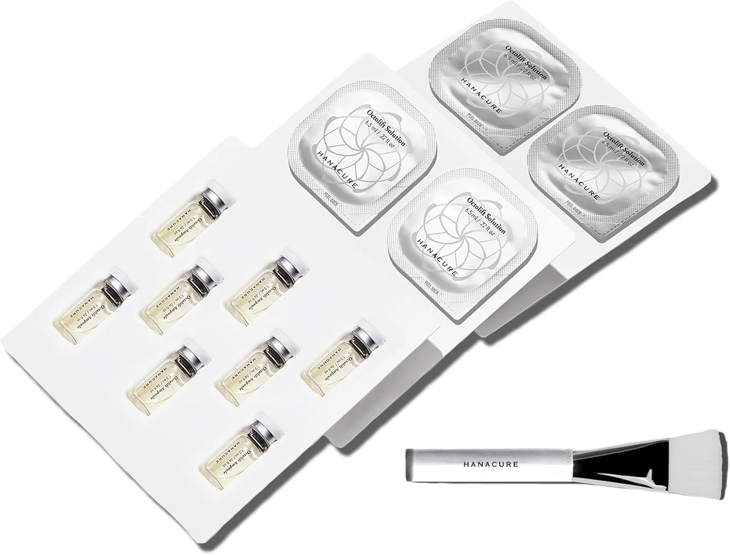 Набор масок для лица Hanacure All-in-One Facial с кистью, 8 шт — фото 3
