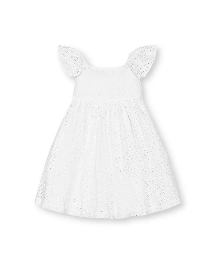 

Платье с воланами и кружевной отделкой для девочки Toddler Girls Flutter Sleeve Eyelet Dress Hope & Henry, белый