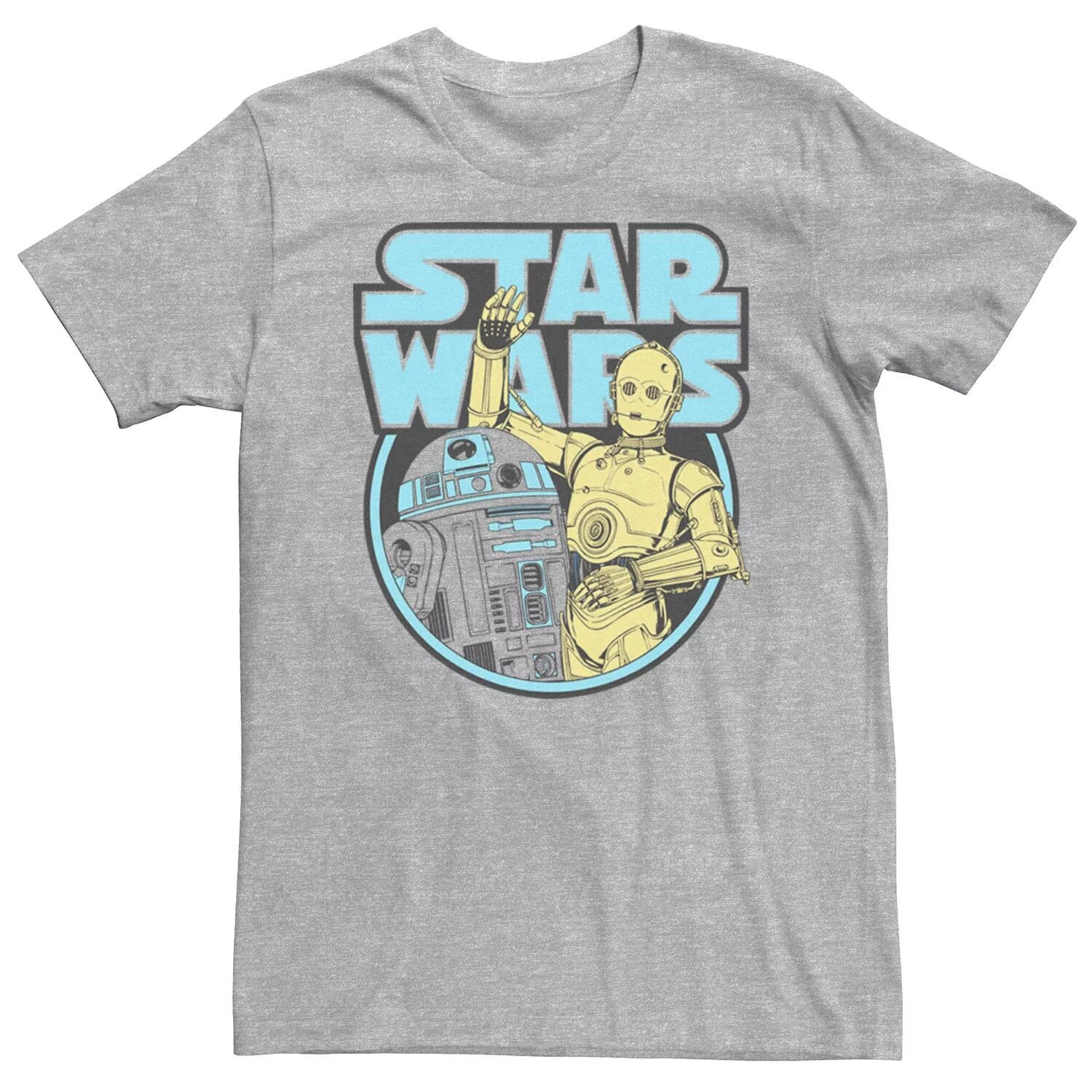 

Мужская цветная футболка с логотипом Star Wars C-3PO и R2-D2 Licensed Character