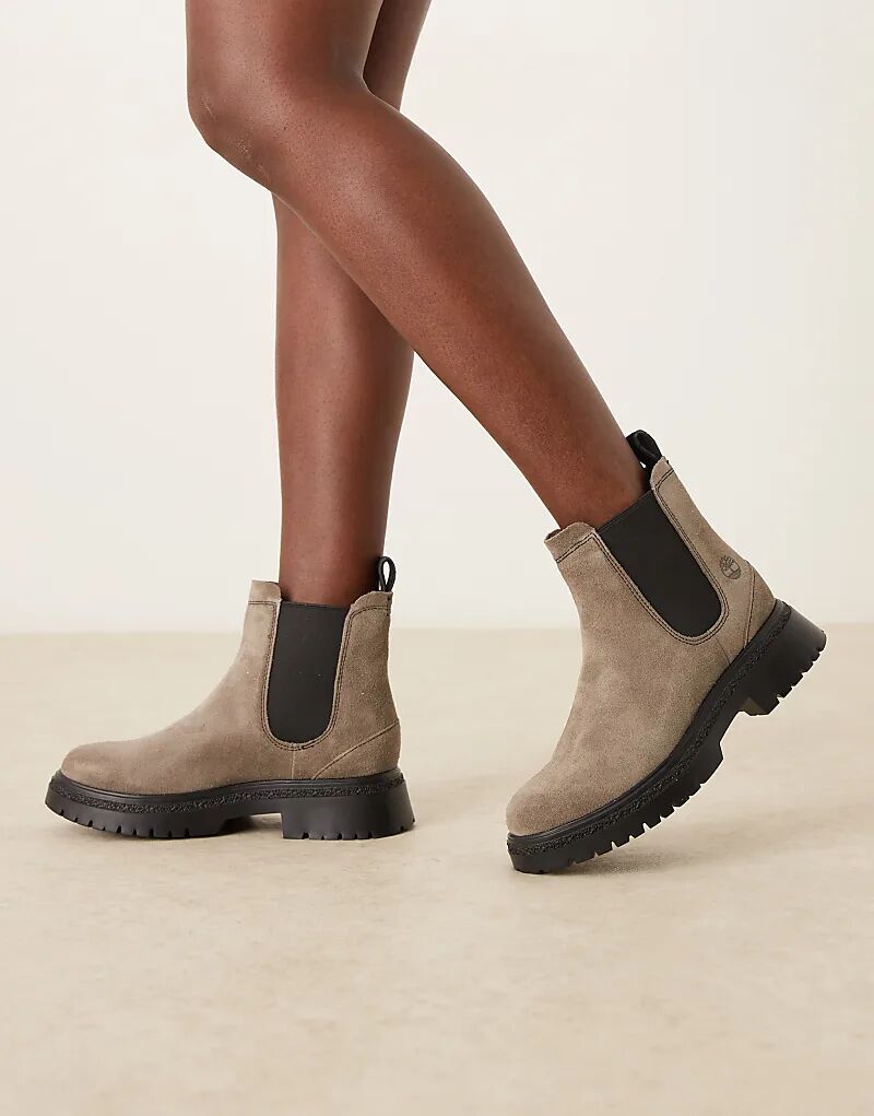 Ботинки челси Timberland Cambria Valley на массивной подошве из серой замши