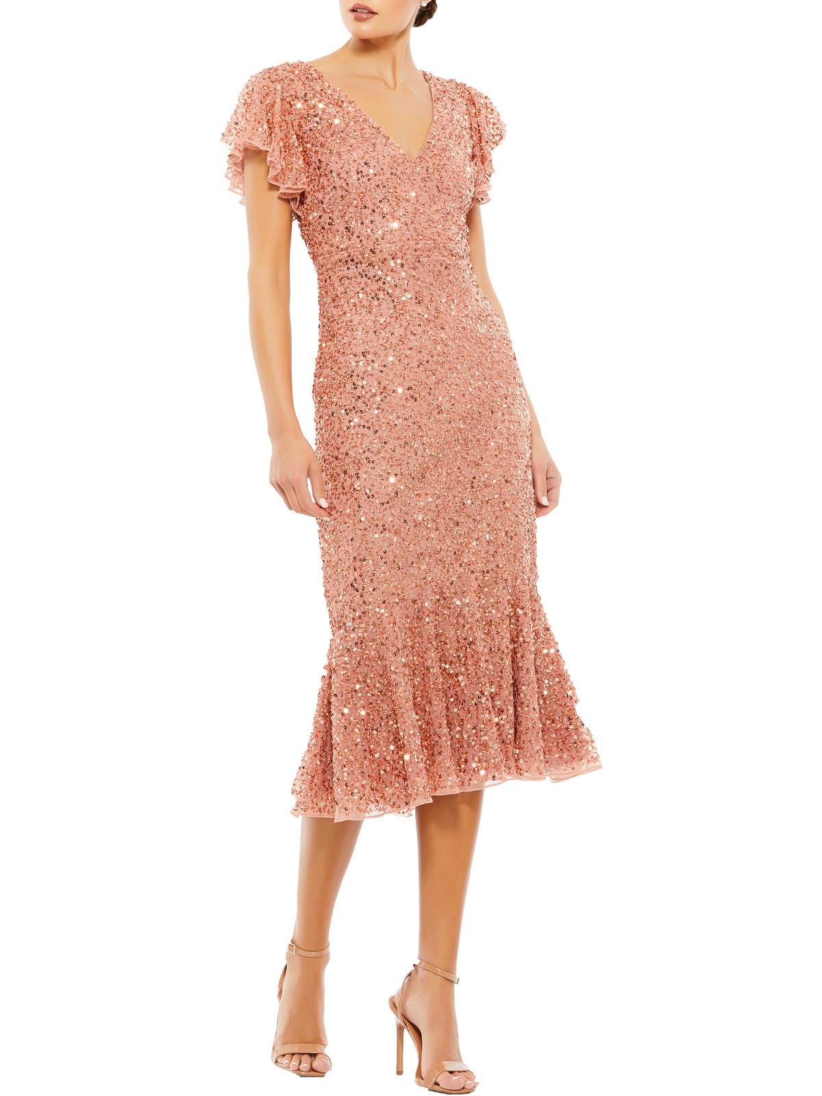 

Женское платье миди с пайетками на щиколотку Mac Duggal, розовый