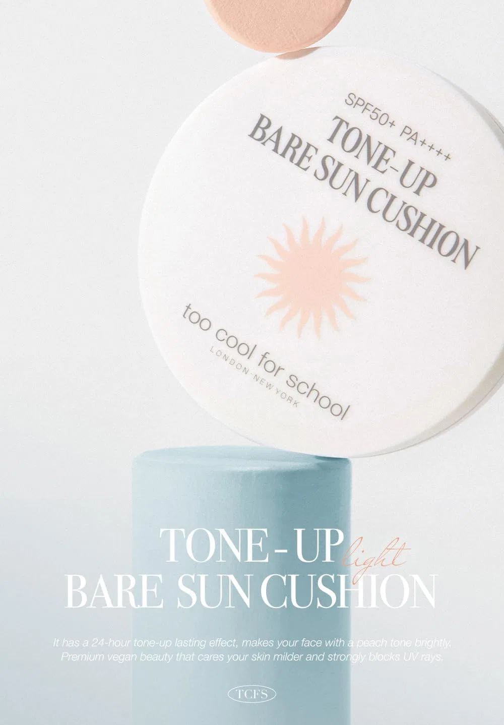 Солнцезащитный кушон Too Cool For School Tone Up Bare Sun Cushion SPF50+ PA++++ 15 г розовый — фото 2
