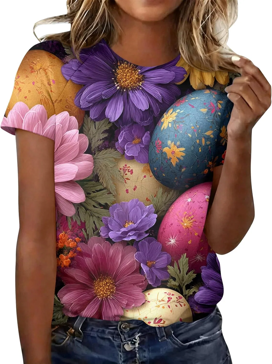 Футболка женская с принтом, 92% полиэстер 8% эластан, 2-purple Pink