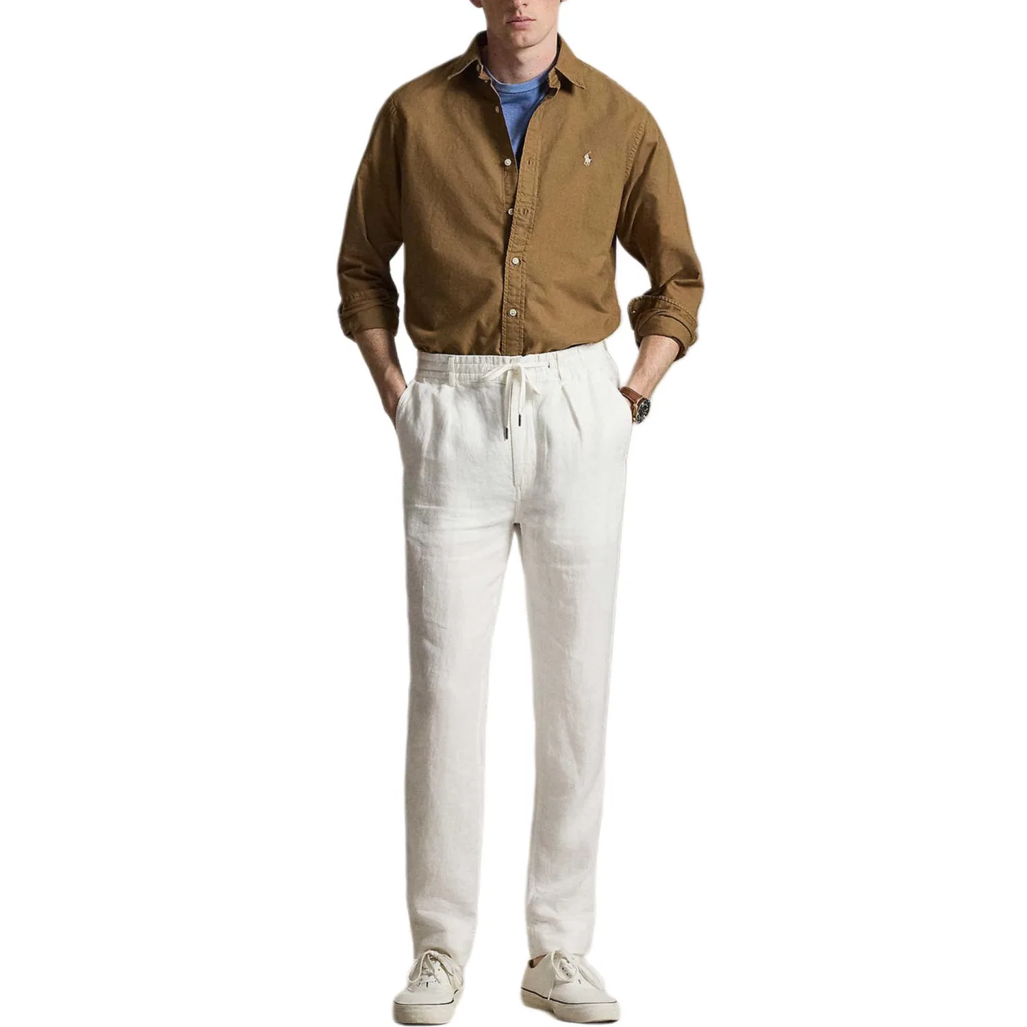 Рубашка SS26 Classic Version мужская Polo Ralph Lauren, Brown — фото 3