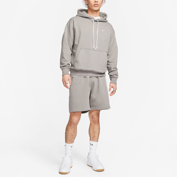 Толстовка Nike Solo Swoosh Fleece Pullover Hoodie 'Grey', серый — фото 3