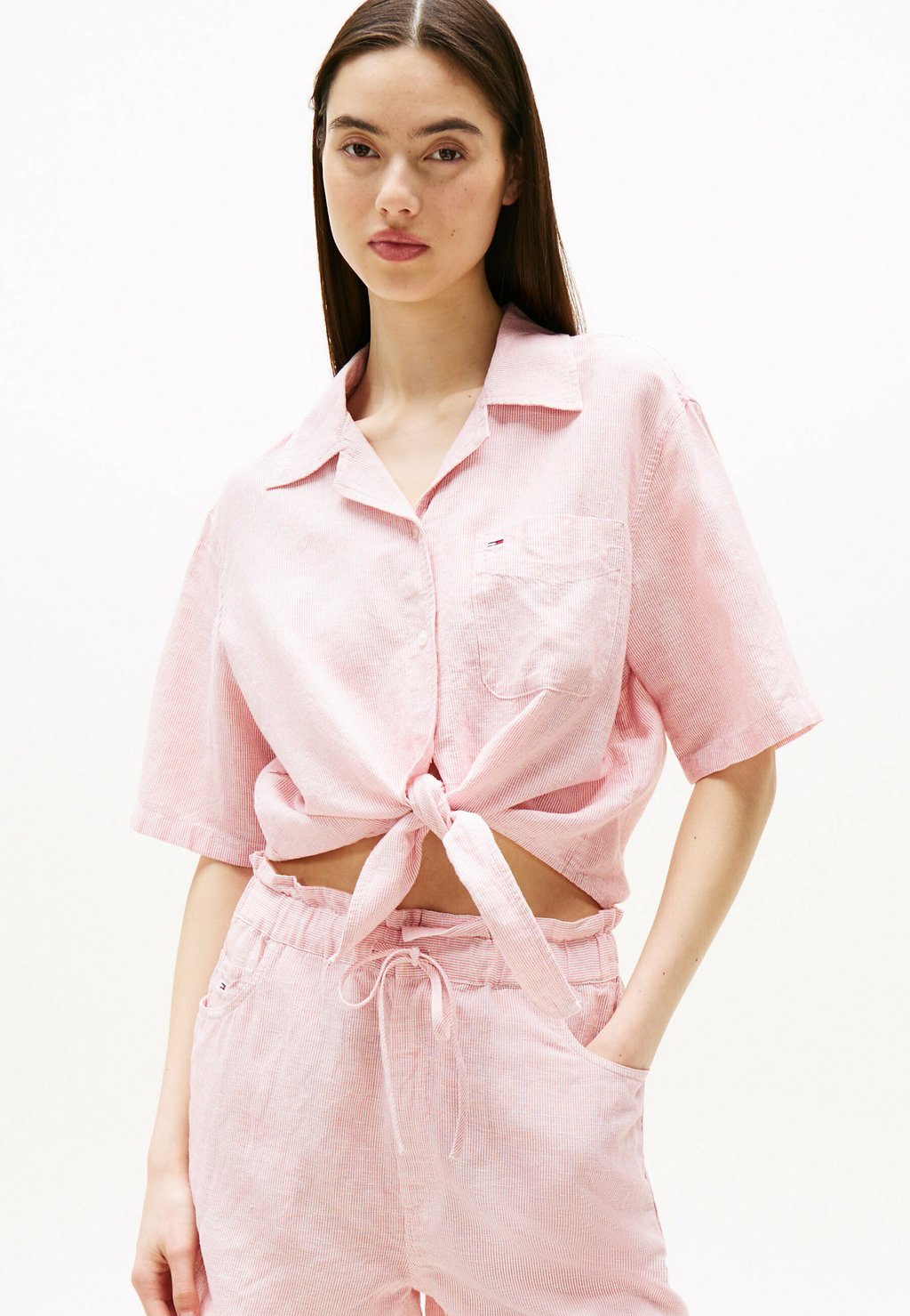 

Блузка на пуговицах CROPPED RELAXED SHORT SLEEVE Tommy Jeans, светло-розовый