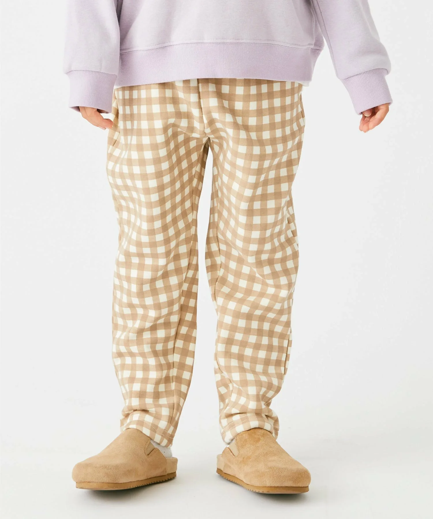 Брюки зауженного к щиколотке цвета флиса Ever Closet, Ivory x Brown A