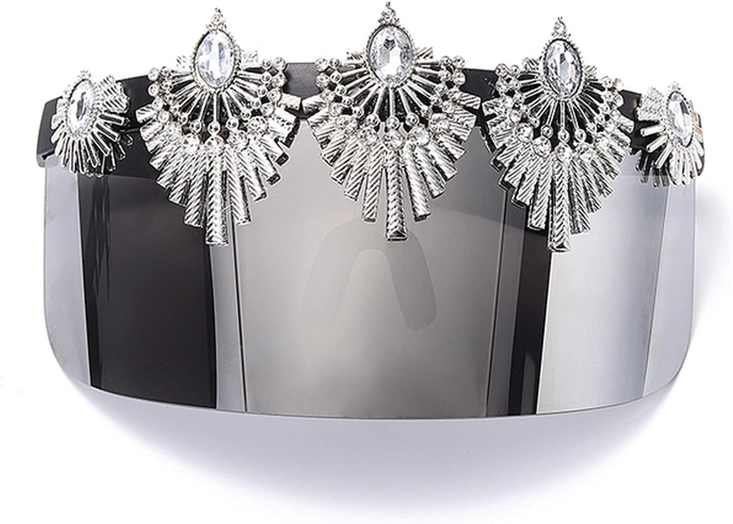 

COTIA Роскошные солнцезащитные очки-маска для женщин, цельные солнцезащитные очки с бриллиантами и стразами, мужские очки большого размера, защита от УФ-излучения UV400, Silver