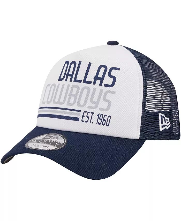 

Мужская белая, темно-синяя кепка Dallas Cowboys Stacked A-Frame Trucker 9FORTY Adjustable New Era