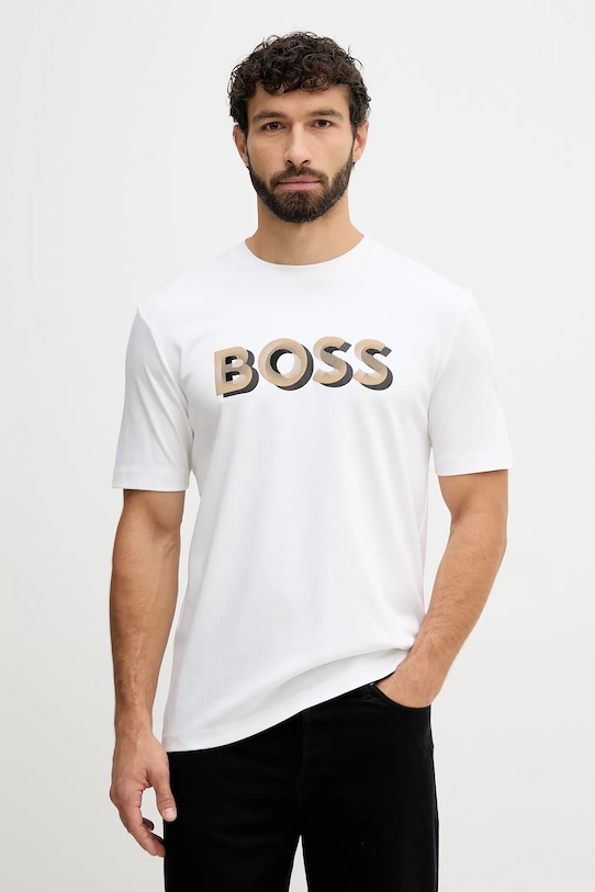 

Хлопковая футболка Boss, белый