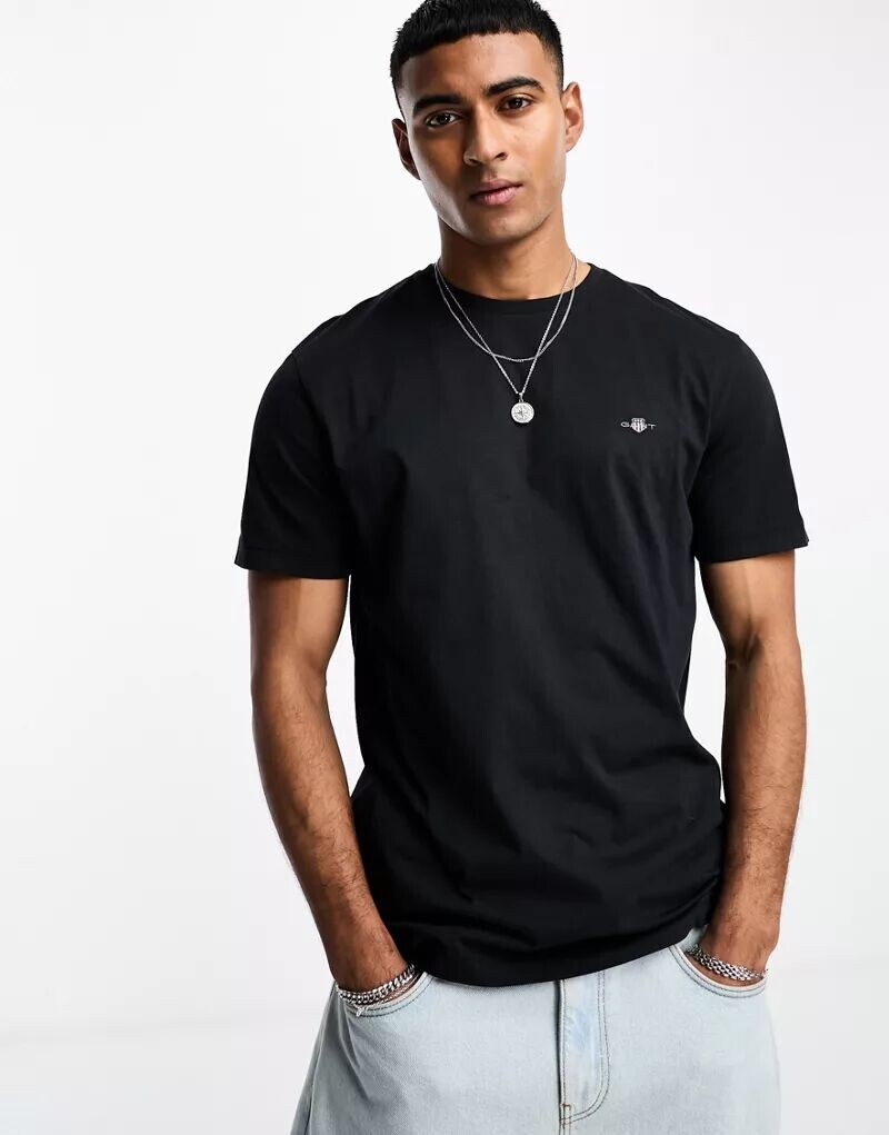 

GANT черная футболка с гербовым логотипом