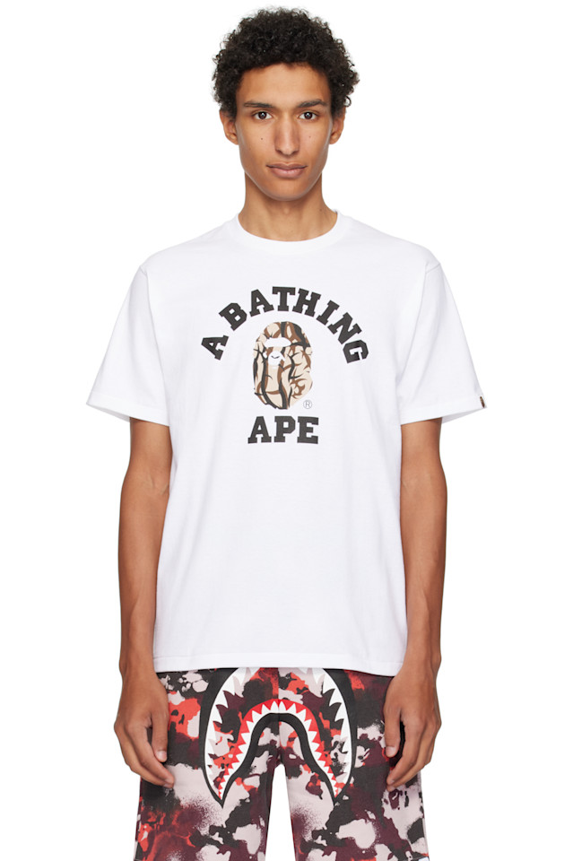 

Bape Белая камуфляжная футболка для колледжа