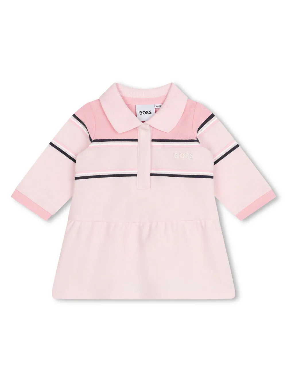 

Платье с воротником поло и вышитым логотипом BOSS Kidswear, розовый