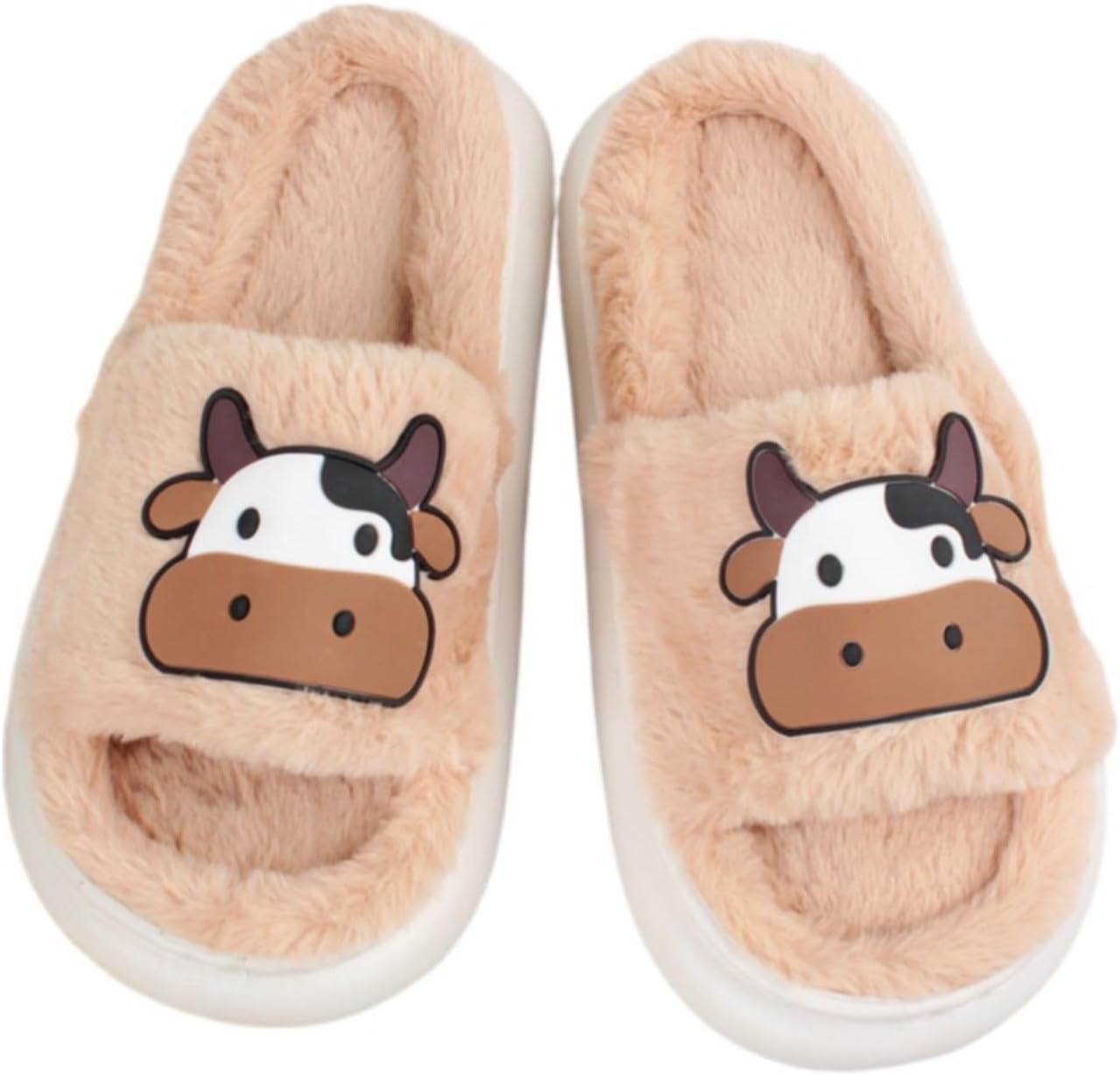 

Тапочки Vaca в виде коровы для женщин и мужчин, милые, бесшумные, плюшевые, кавайные, недорогие, пушистые, забавные, оригинальные, мягкие, теплые, нескользящие Elirar, хаки