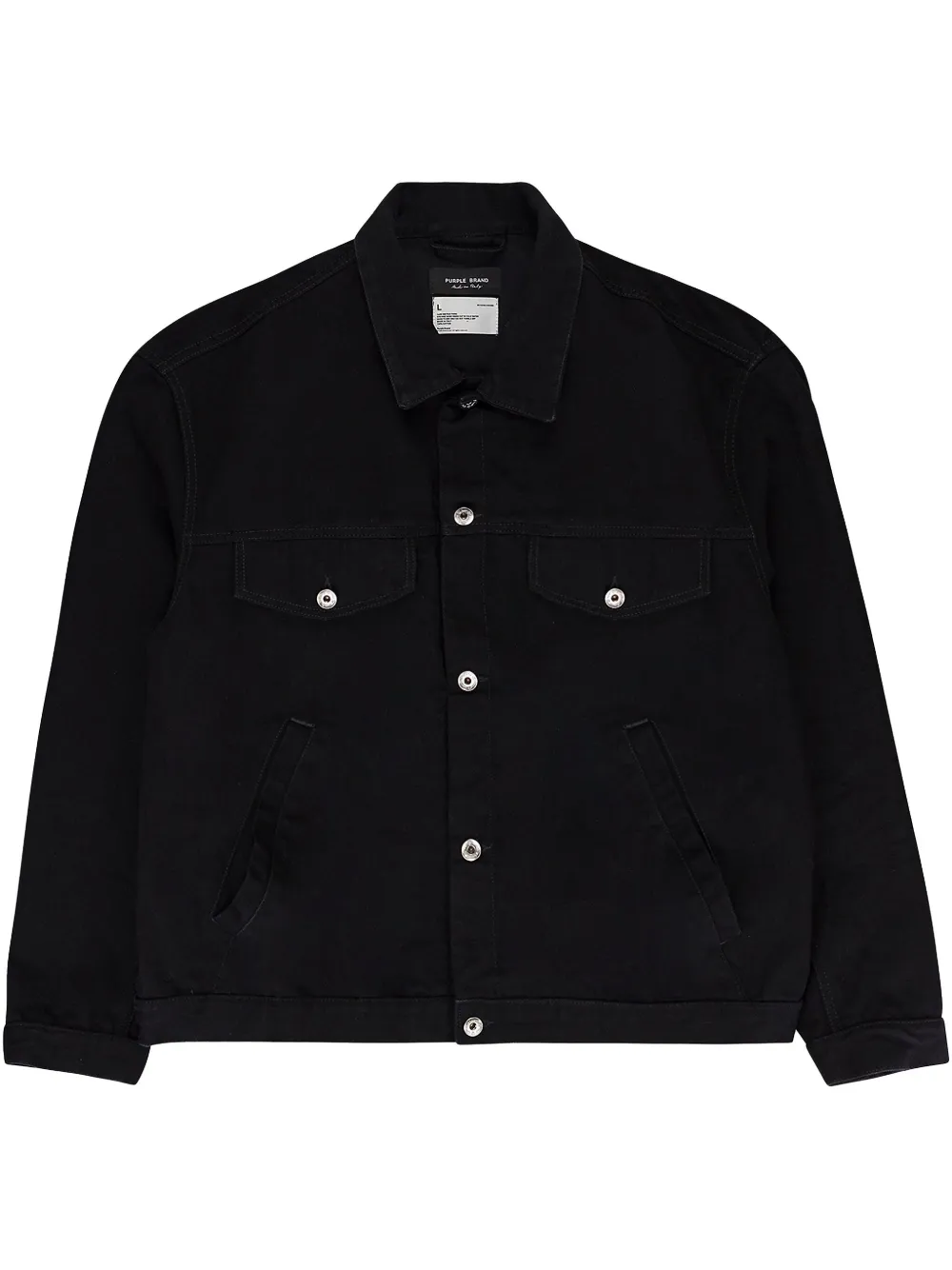 

Джинсовая куртка Black с эффектом потертости Purple Brand, черный