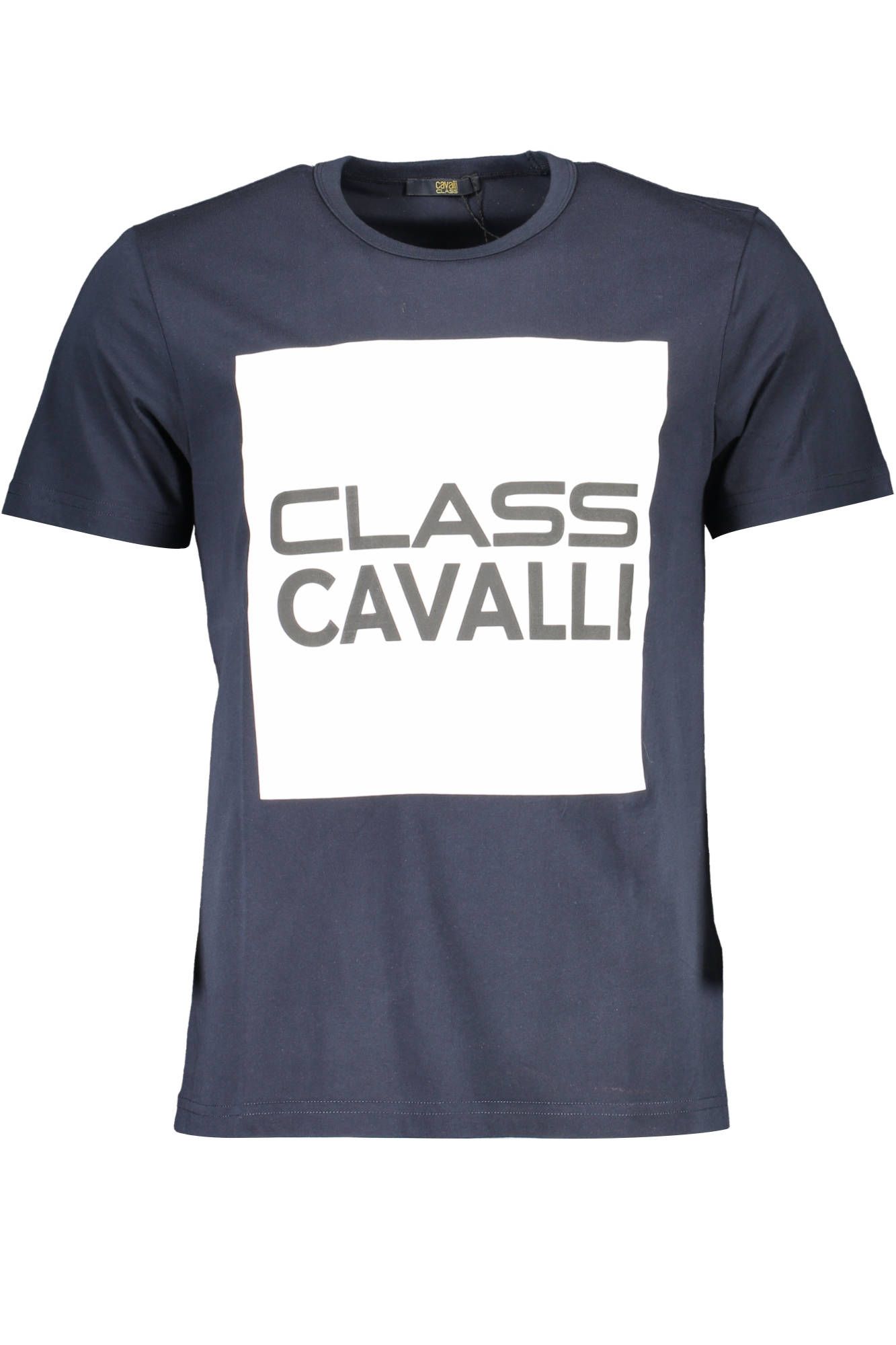 

Синяя хлопковая мужская футболка cavalli CLASS
