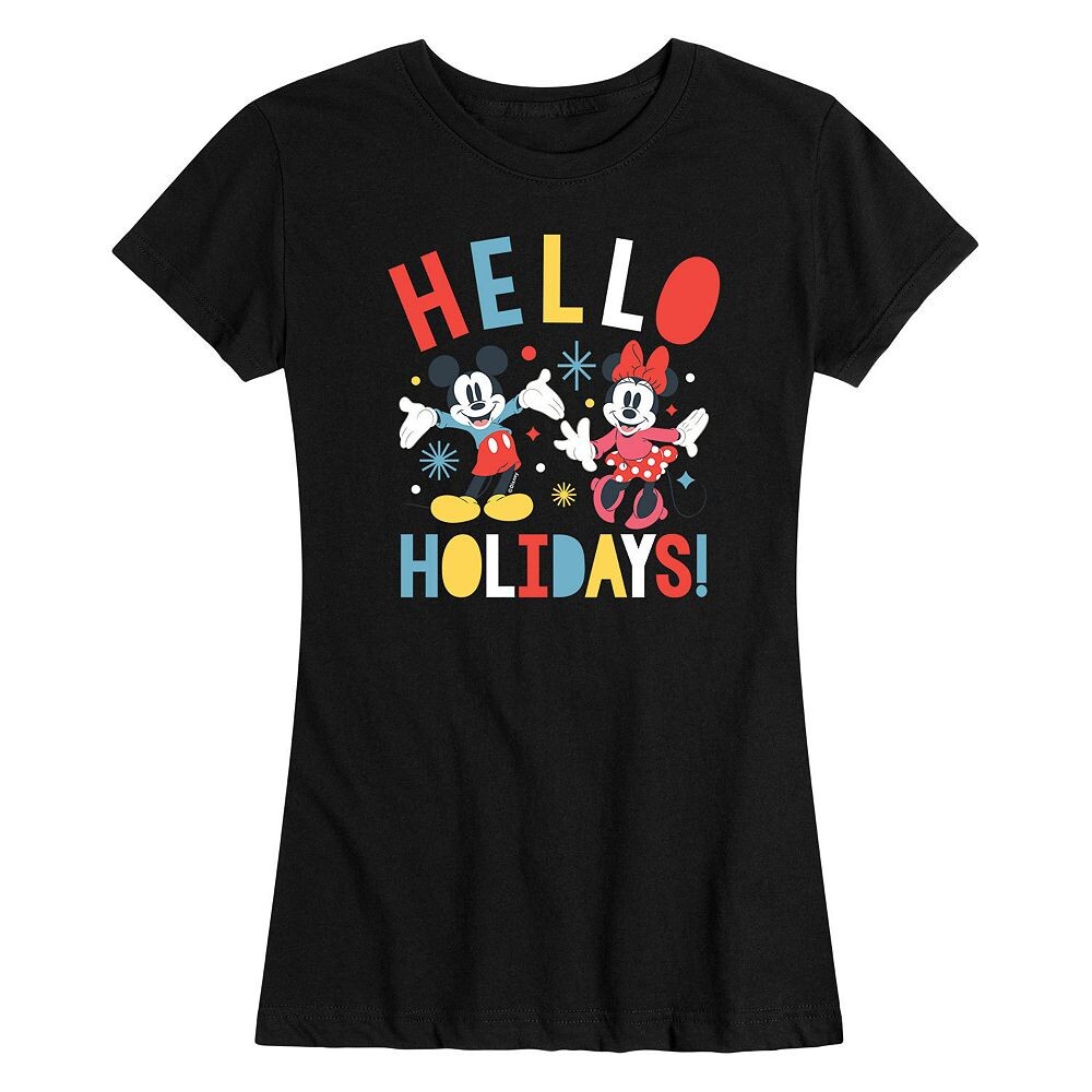 

Женская футболка с рисунком Микки Мауса и Минни Маус от Disney's «Hello Holidays», черный