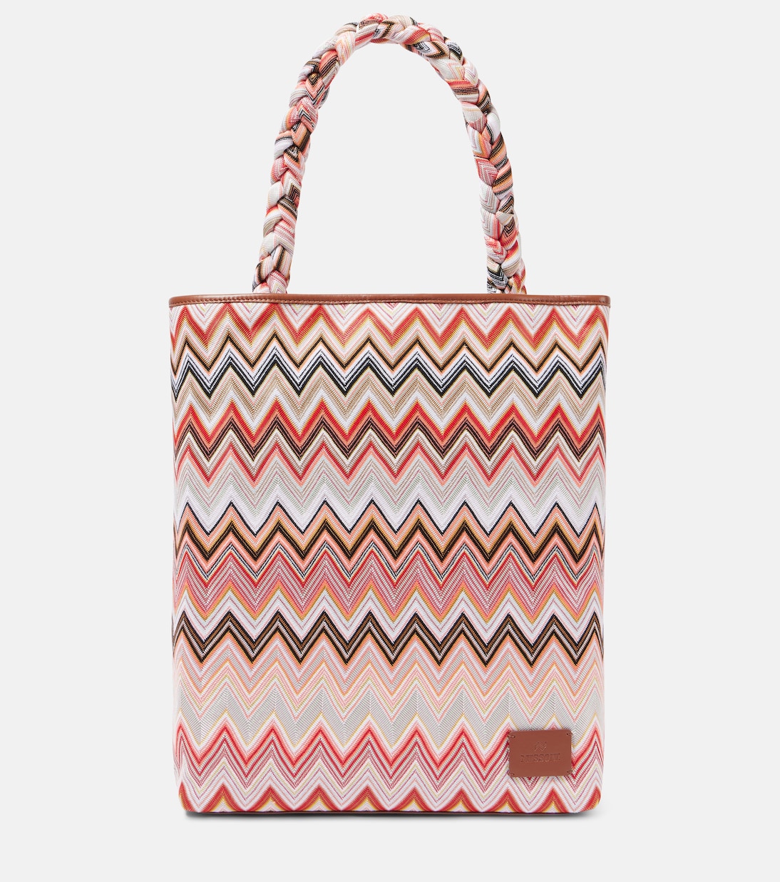

Zigzag Большая сумка-тоут с кожаной отделкой Missoni, Wave Pink