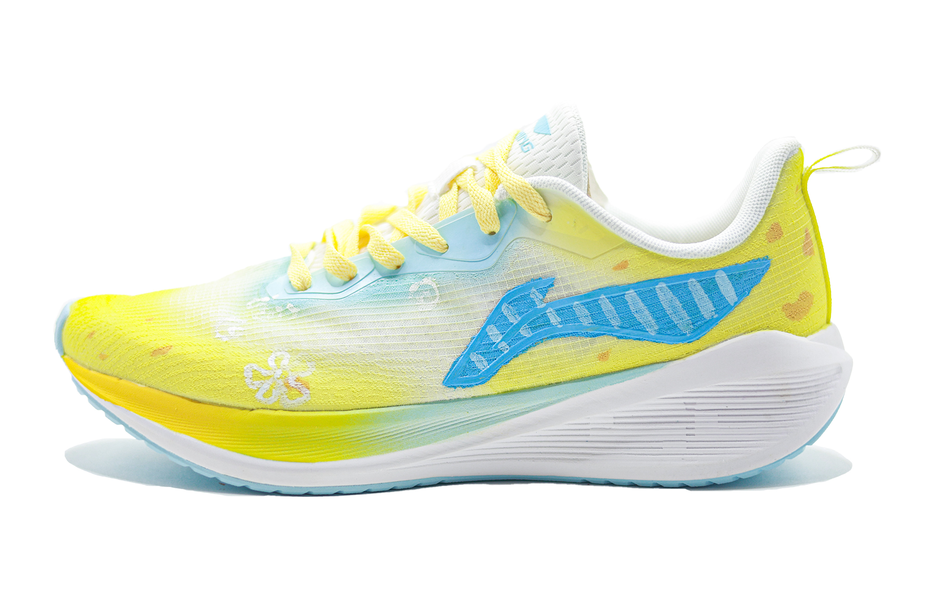 

LINING Кроссовки для бега Wuyue Cushioning, износостойкие, дышащие, низкие, повседневные, белые, желтые, синие