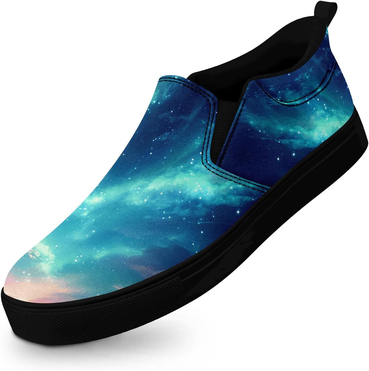 

Унисекс слипоны из холщовой ткани AWSOLE - принт с небесными звездами и луной - легкие повседневные балетки для прогулок, путешествий и ежедневной носки, черный/синий
