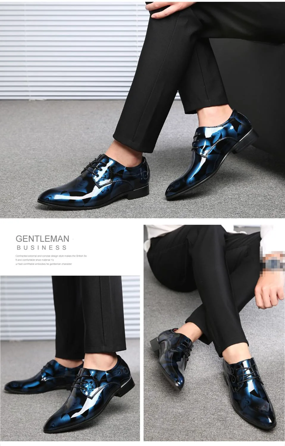 

Мужские классические туфли на шнуровке Броги Дерби Оксфорды Формальные туфли для офиса, вечера, свадьбы и праздничных мероприятий KYOESCAI, синий