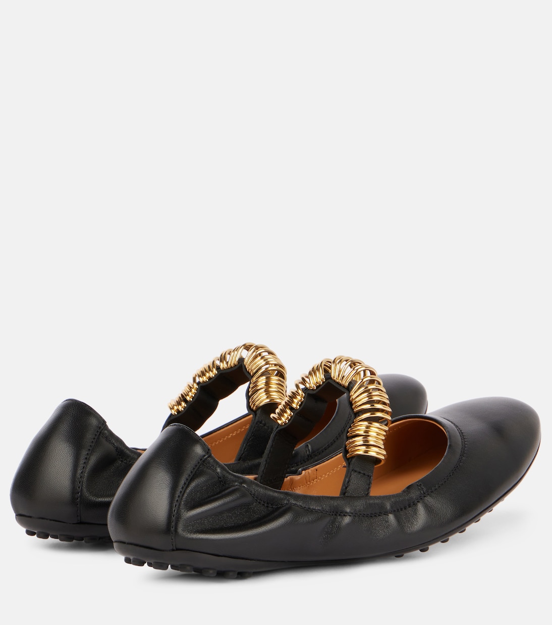 Декорированные кожаные балетки Мэри Джейн Tod's, Nero — фото 2