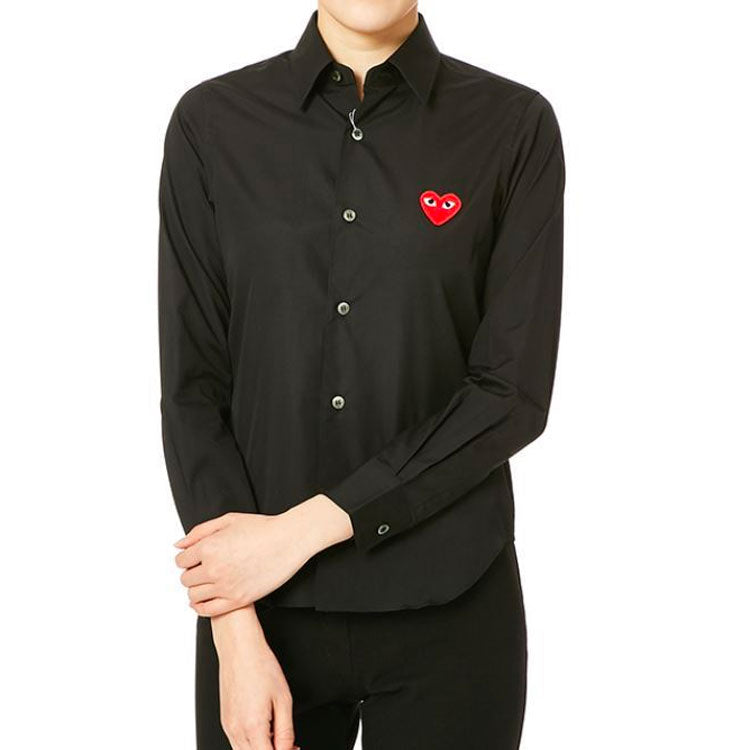 Рубашка (WMNS) COMME des GARCONS PLAY L/S Shirt Red Emblem 'Black' — фото 3