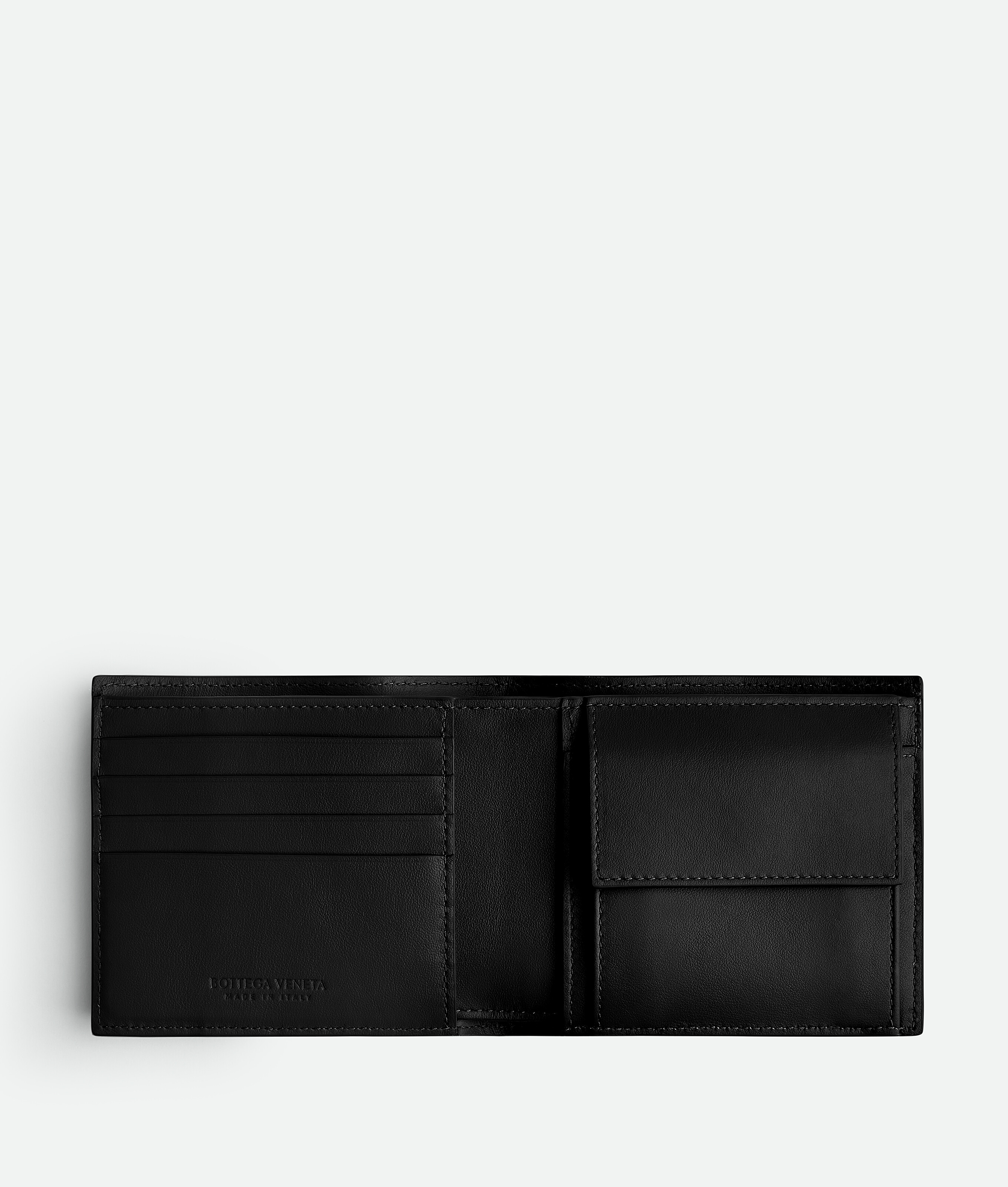 Intrecciato двойной кошелек с кошельком для монет Bottega Veneta, черный — фото 2