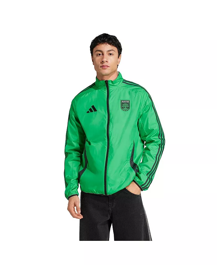 Мужская зелено-белая реверсивная куртка на молнии Austin FC 2025 Anthem adidas — фото 3