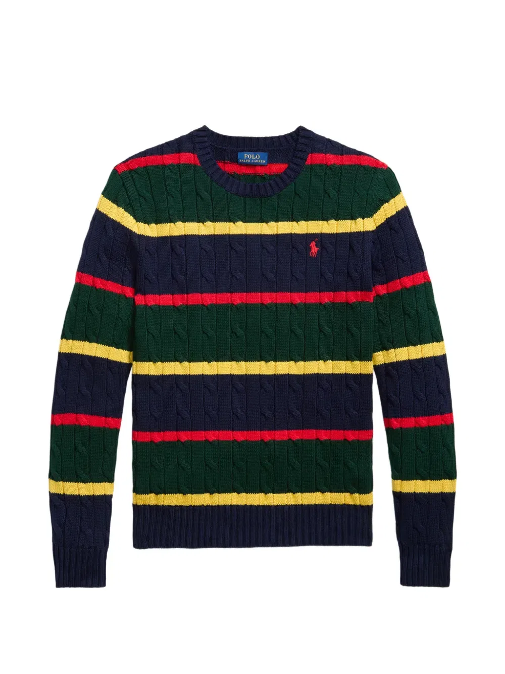 Свитер косой вязки в полоску Polo Ralph Lauren, синий