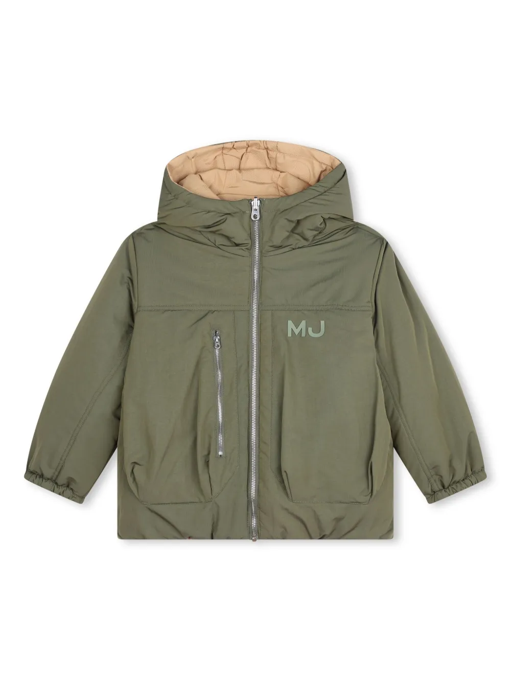 

Двусторонний пуховик с капюшоном Marc Jacobs Kids, коричневый