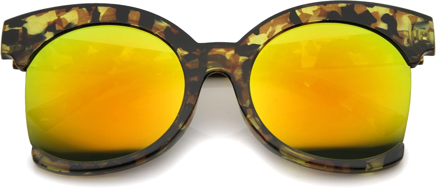 

Женские солнцезащитные очки zeroUV Oversize с боковой оправой, мраморным рисунком, переливающимися линзами и эффектом «кошачий глаз», диаметр линз 59 мм, Yellow / Yellow Mirror