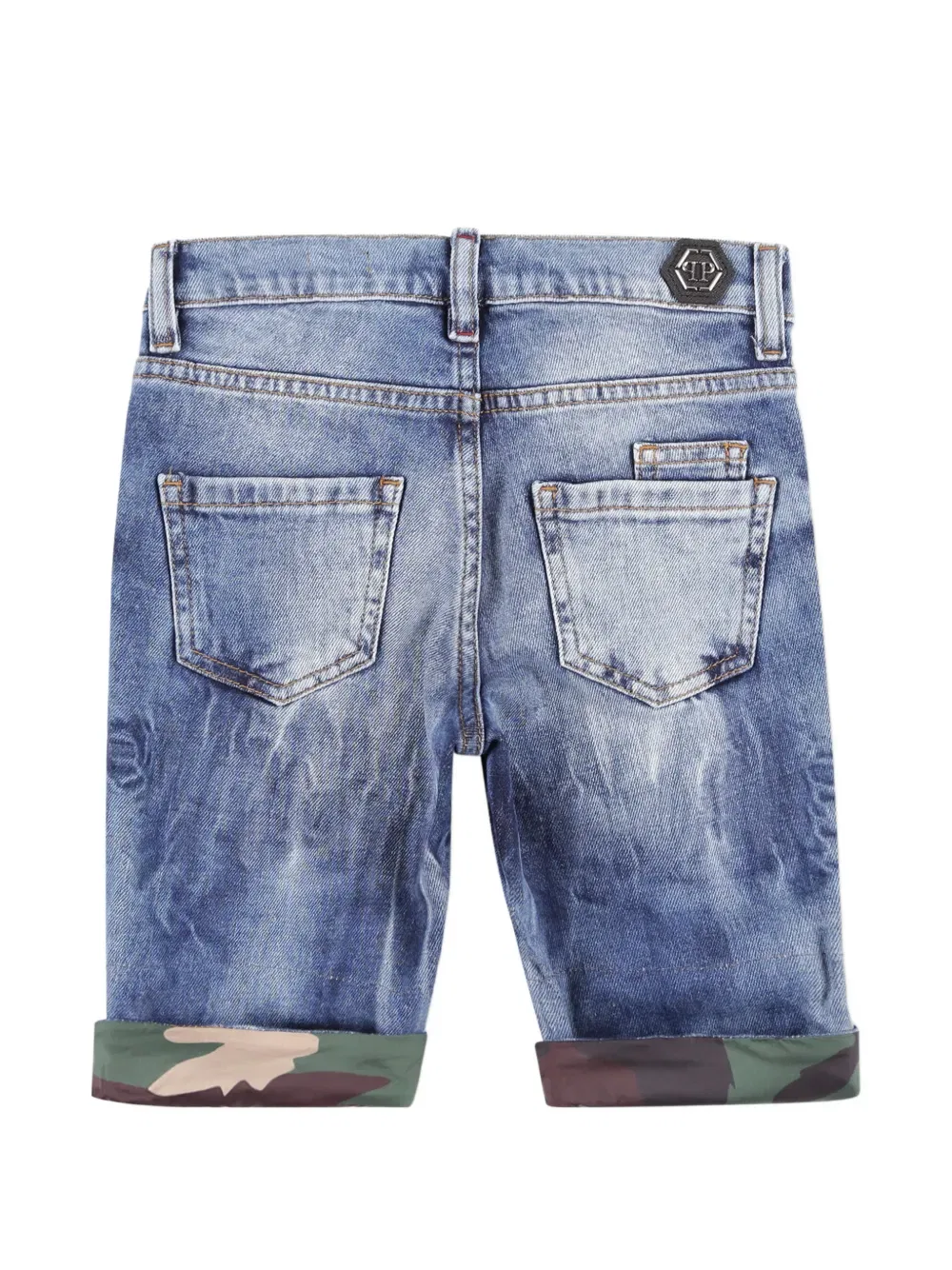 Рваные шорты Philipp Plein Junior, синий — фото 2