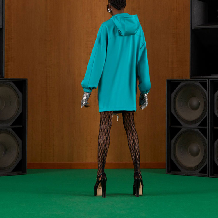Платье (WMNS) Gucci Neoprene hooded dress 'Turquoise' — фото 3