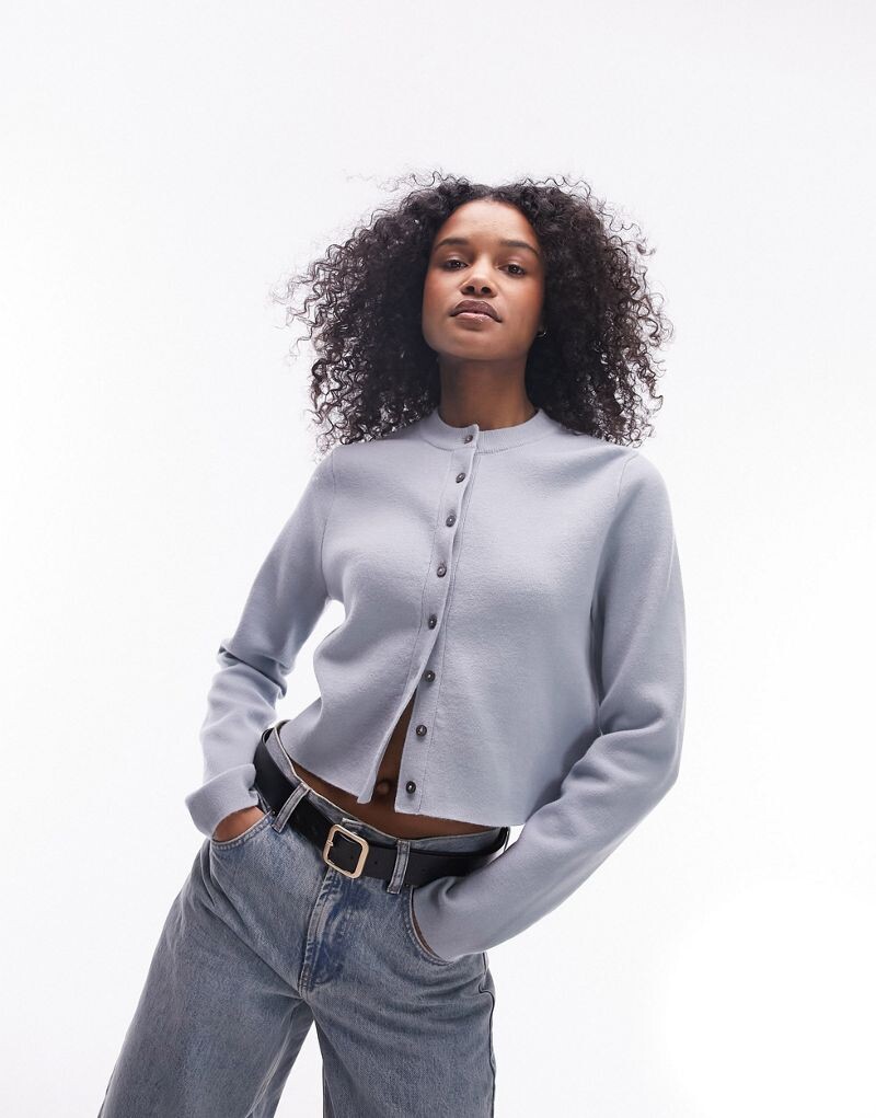 

Topshop – Серый укороченный вязаный кардиган