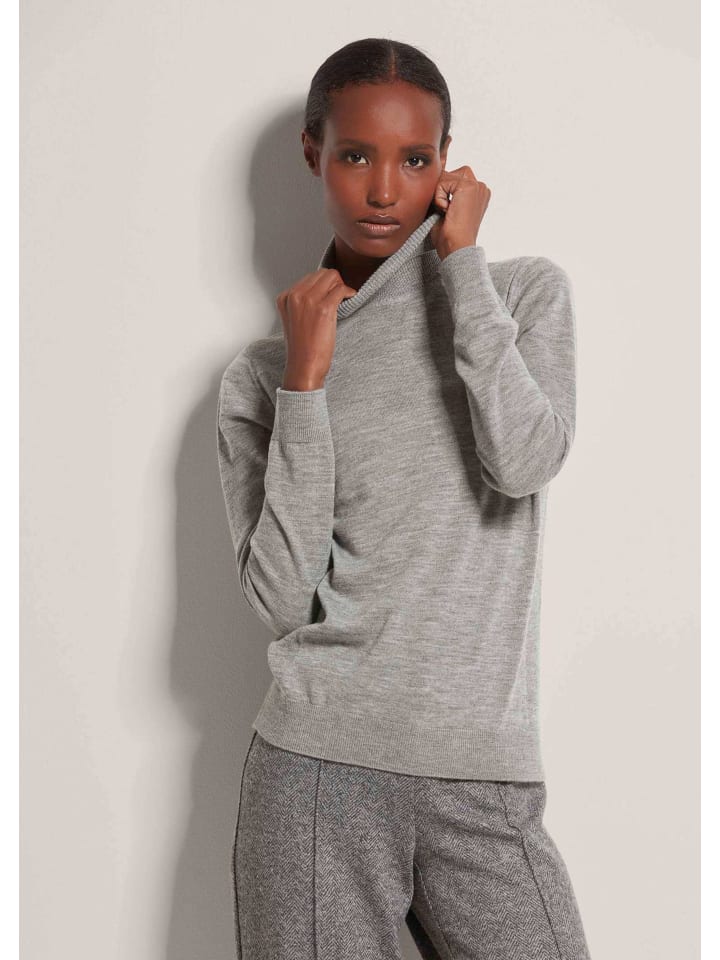 

MADELEINE Тонкий вязаный свитер с высоким воротником, графитовый/меланжевый цвет