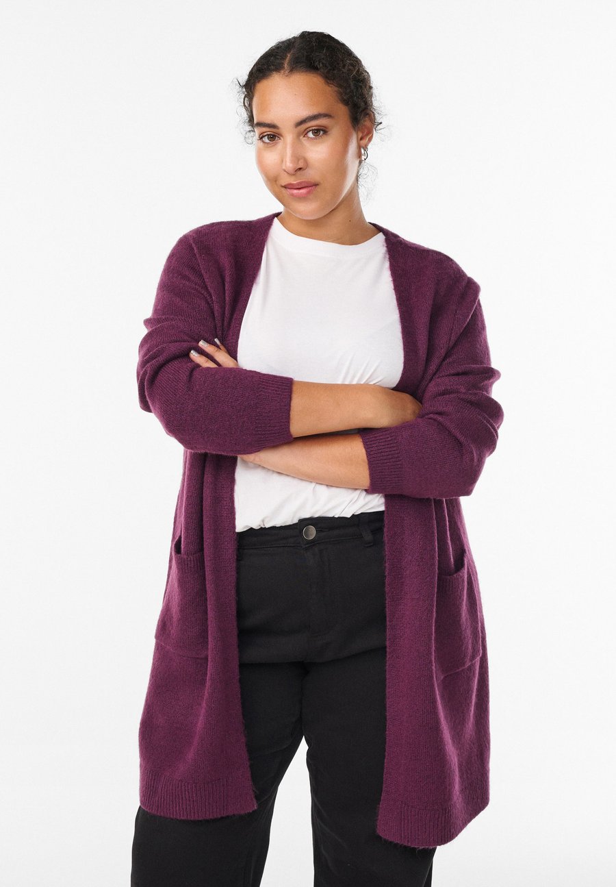

Кардиган Zizzi LANGE MIT TASCHEN, Potent Purple Mel/Mottled Dark Purple