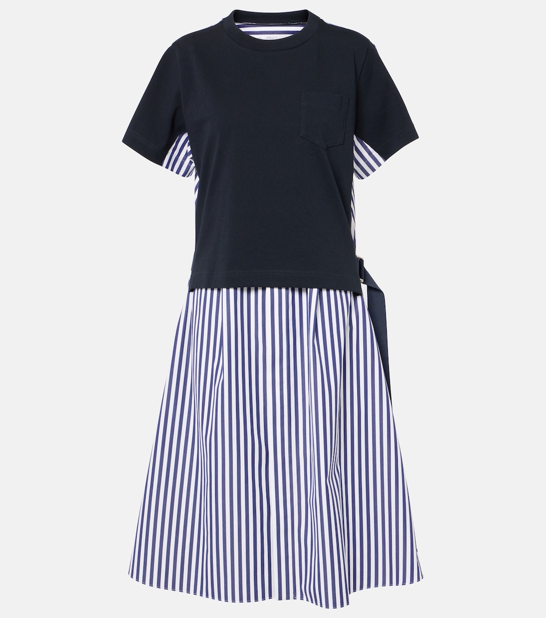 

Полосатое хлопковое платье-рубашка Sacai, Navy Stripe