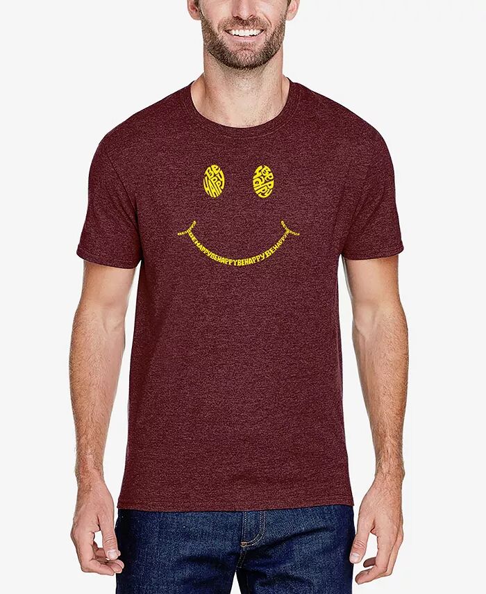 

Футболка мужская Premium Blend Word Art Be Happy со смайликом LA Pop Art, красный