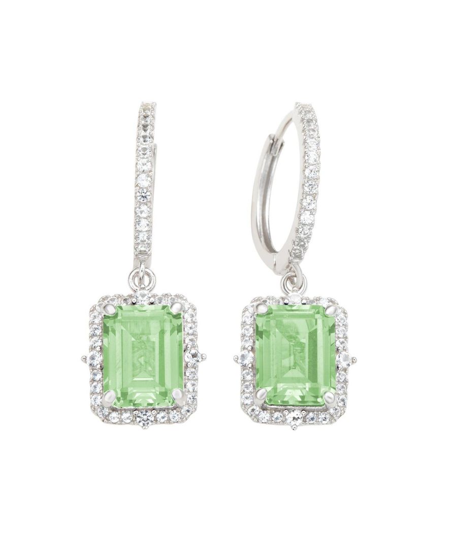 

Серьги-подвески Suzy Levian из стерлингового серебра с изумрудными камнями и ореолом из драгоценных камней Suzy Levian New York, Green amethyst / silver