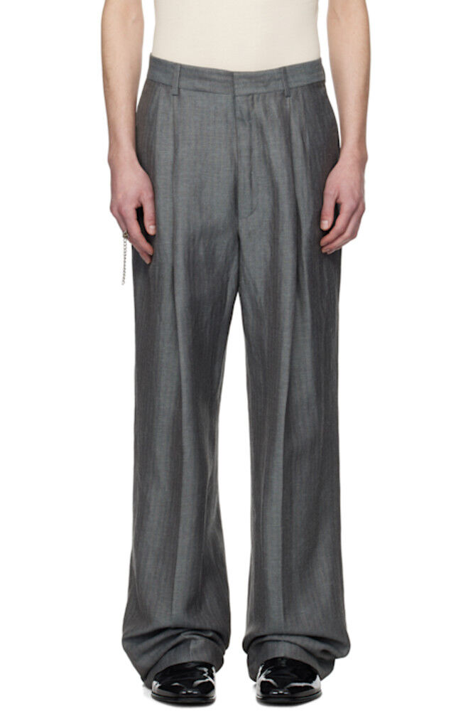 

Серые льняные прямые брюки Dries Van Noten