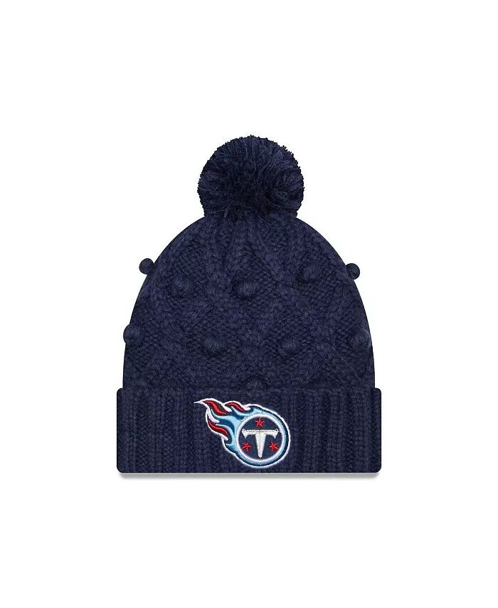 

Женская темно-синяя вязаная шапка Tennessee Titans Toasty с манжетами и помпоном New Era, синий